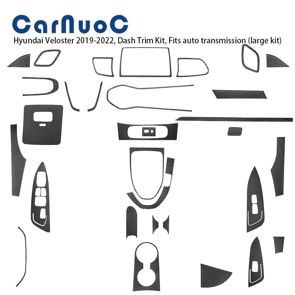 Car Carbon Fiber Interior Mouldings Decorative Stickers For Hyundai Veloster 2019 2020 2021 2022 Cover Trim Accessories