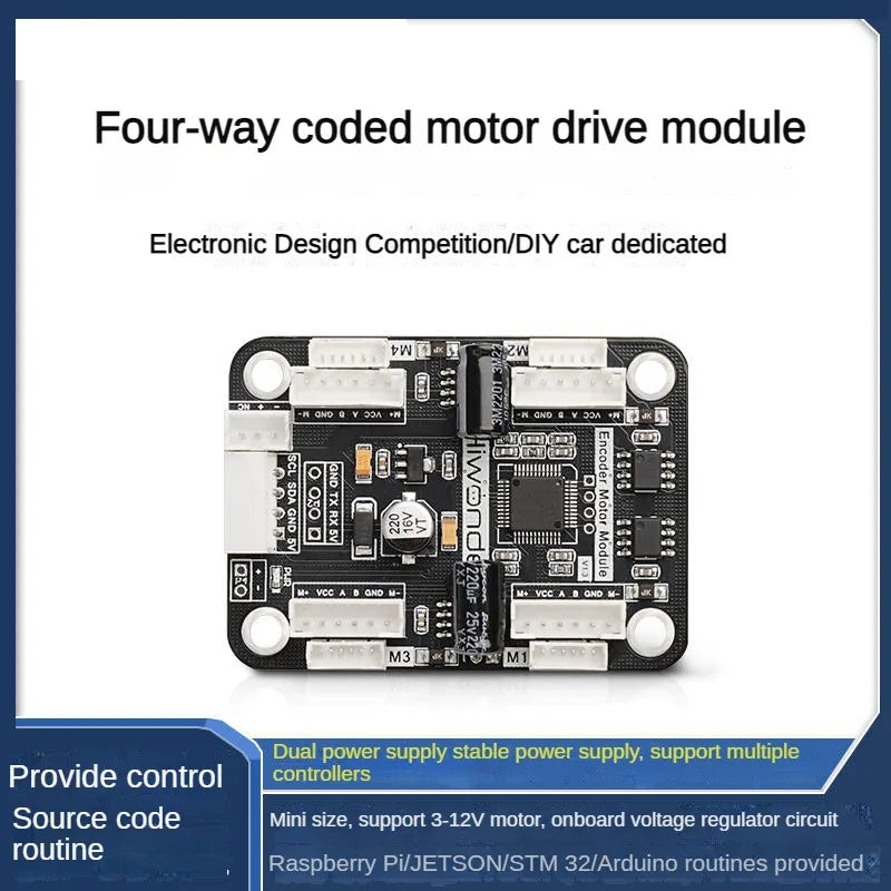 4 Way Encoded Motor Drive Module Onboard Voltage Stabilizing Circuit Motor Control Smart Car Dedicated To Robot Car Part DIY Kit
