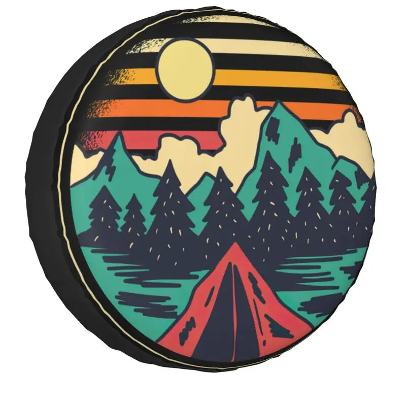 Funny Adventure Camper Travel Tire Cover for Car Wheel Protector Covers Universal for Trailer SUV Truck Camper Travel Trailer