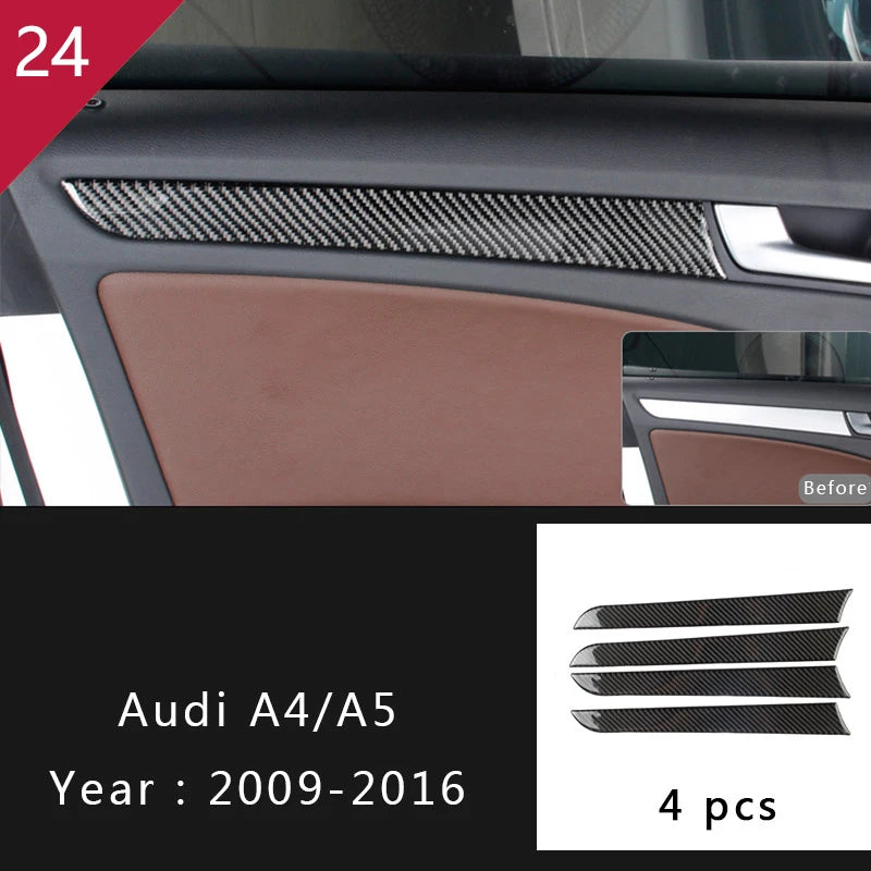 For Audi A4 S4 RS4 B8 8K A5 S5 RS5 8T 8F Carbon Fiber Interior Auto Gear Shift Panel Cover Frame Trim Sticker Car Accessories