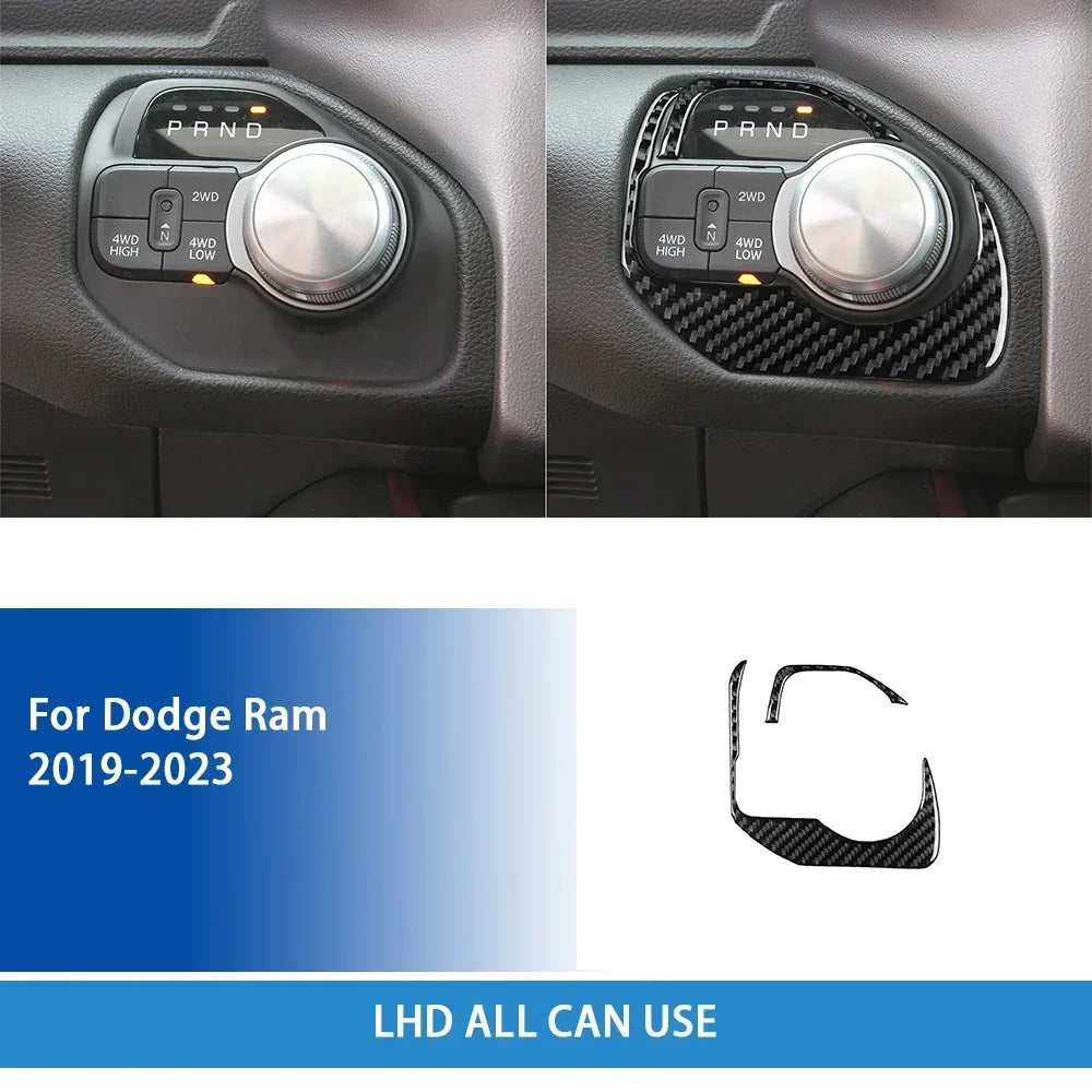 For Dodge Ram 2019 2020 2021 2022 2023 Accessories Carbon Fiber Car Interior Grar Handle Air Outlet Trim Sticker Decoration