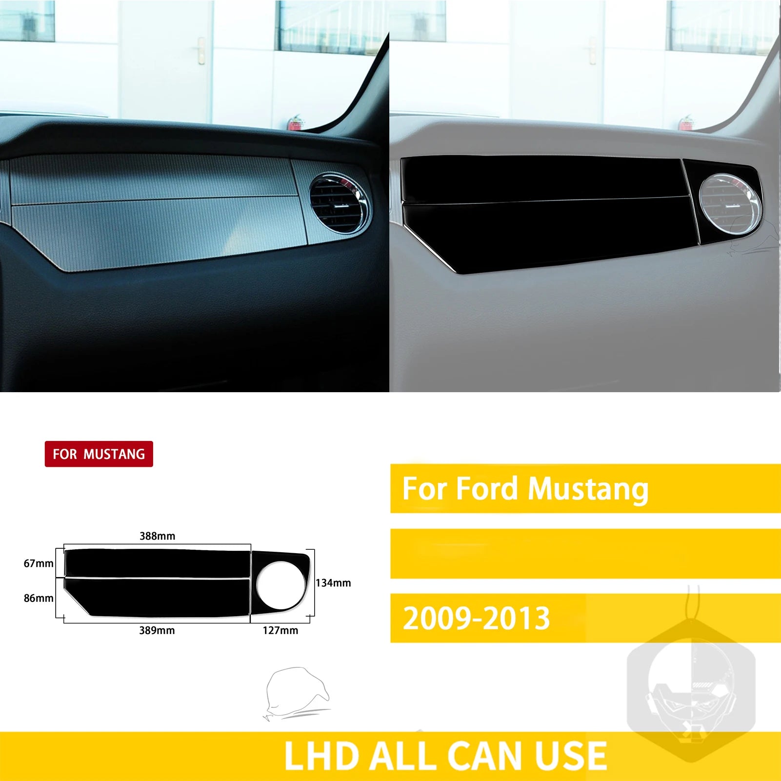 For Ford Mustang 2009-2013 Accessories Car Plastic Black Interior Door Panel Gear Cupholder Air outlet Trim Sticker Decoration