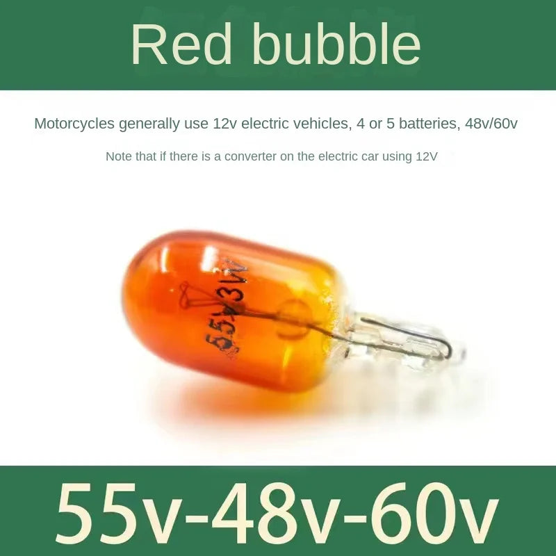 35pcs Electric Vehicle 12V, 55V-48-60v -3W, 70V-72v Steering Instrument Bulb Lamp / Plug Bubble Red, Transparent