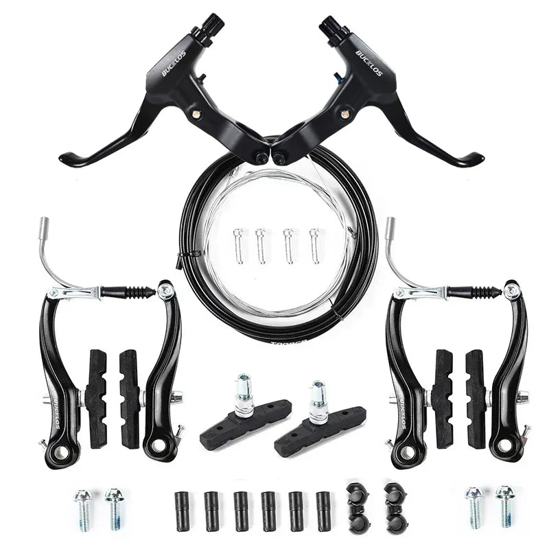 BUCKLOS Bicycle V Brakes Set Aluminum Alloy Bike Brake Lever Line Pulling V Brake Caliper Universal Cable Road Bike Brake Kit