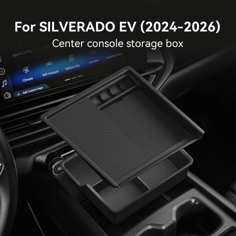 ABS Interior Organizer For Chevrolet Silverado EV 2024-2026 Centre Console Armrest Storage Box Storage Box Tray Car Accessories