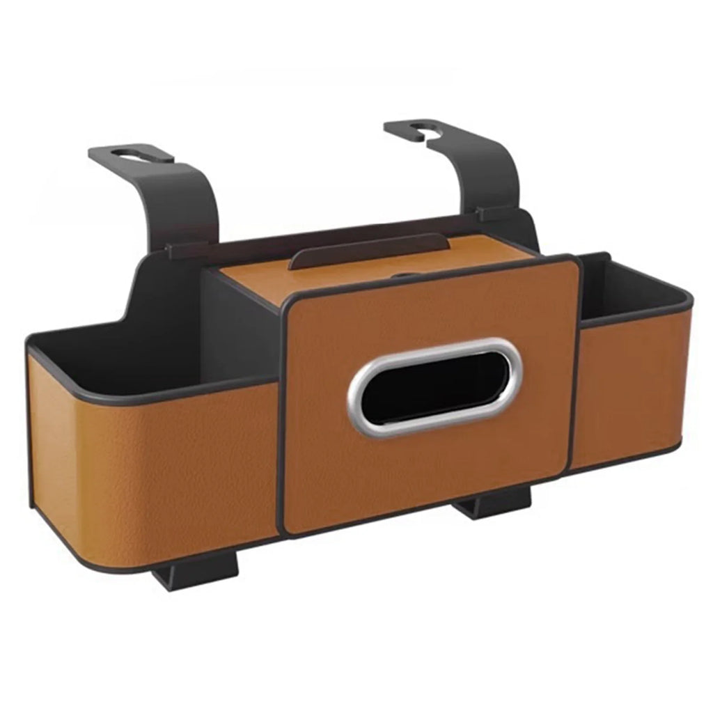 Car Back Seat Organizer with Cup Holder Tissue Box and Hooks Vehicle Seat Back Hanging Storage Box Automotive Travel Accessories