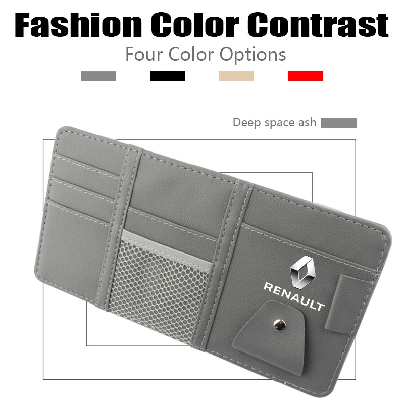 Car Sun Visor Organizer Multi-Pocket Auto Interior Accessories For Renault Megane 2 Duster Logan Captur Clio Laguna 3 Fluence