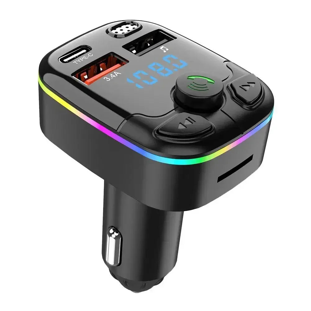 Car Bluetooth 5.0 FM Transmitter Wireless Adapter Mic Audio Receiver Auto MP3 Player 2.1A Dual USB Fast Charger Car Accessories