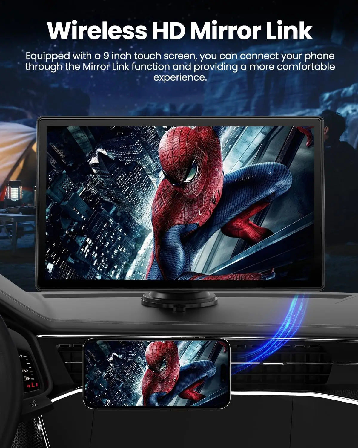 Portable 10.1 inch 4K Dashcam Wireless Carplay Android Auto DVR Car Intelligent Systems Dashboard Car DVR Bluetooth FM AUX