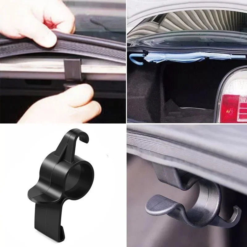 Car Trunk Umbrella Holder Hooks Car Interior Organizer Bag Hanger Trunk Fixed Hook Umbrella Clip Car Accessories