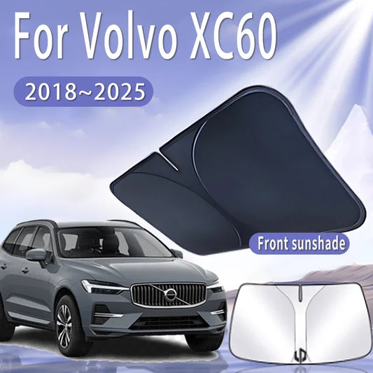 Foldable Car Sun Visor For Volvo XC60 2018~2025 2022 Front Windshield Sunshade Heat Insulation Summer Cooling Auto Accessories