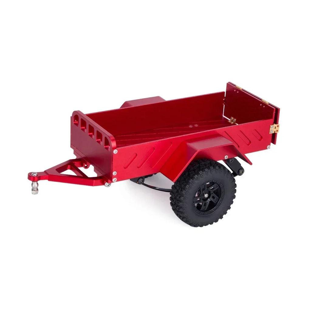 Aluminum Alloy Utility Trailer Car with Hitch for TRX4M 1/18 1/24 RC Crawler SCX24 Defender Bronco K10 Upgrade Parts