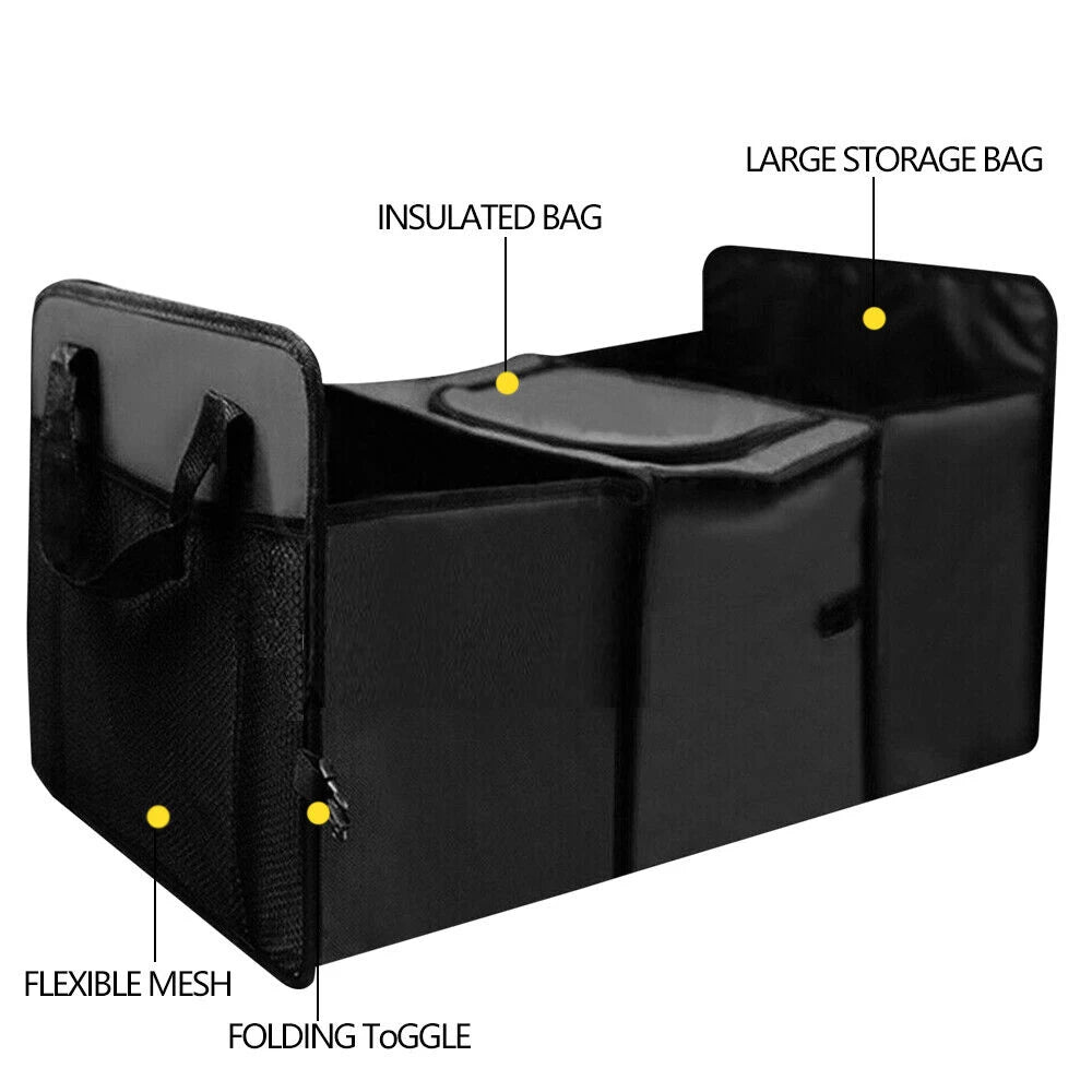 Collapsible Car Rear Boot Trunk Tidy Organizer Cooler Bag Seat Universal Grocery Storage Box Net Organiser Foldable Car-Styling