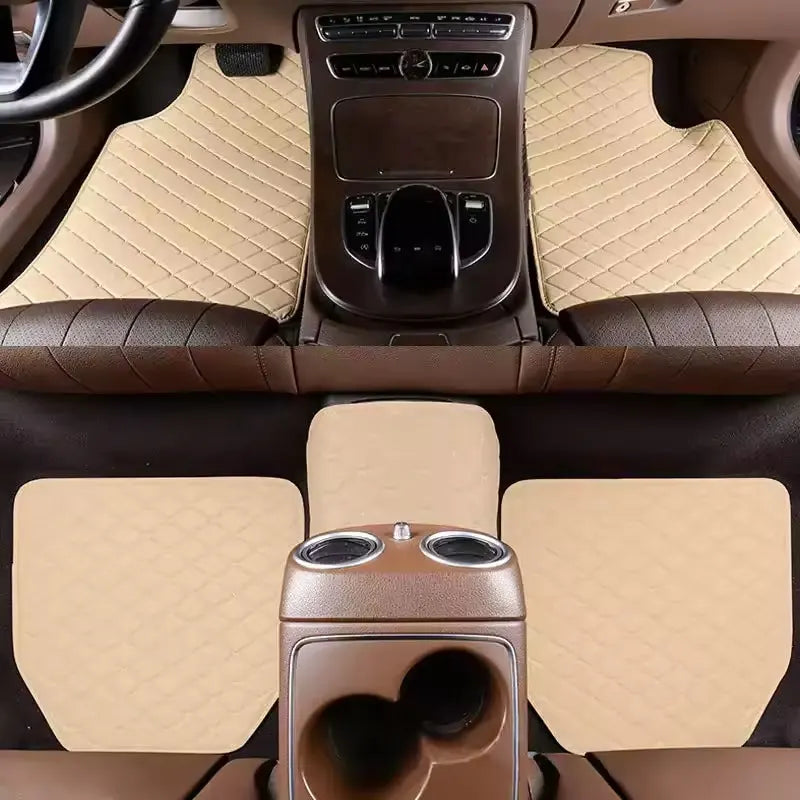 Car Floor Mats 5Pcs Universal Quality PU Leather Waterproof Auto Foot Pad Protector Automobile Interior Car Interior Accessories