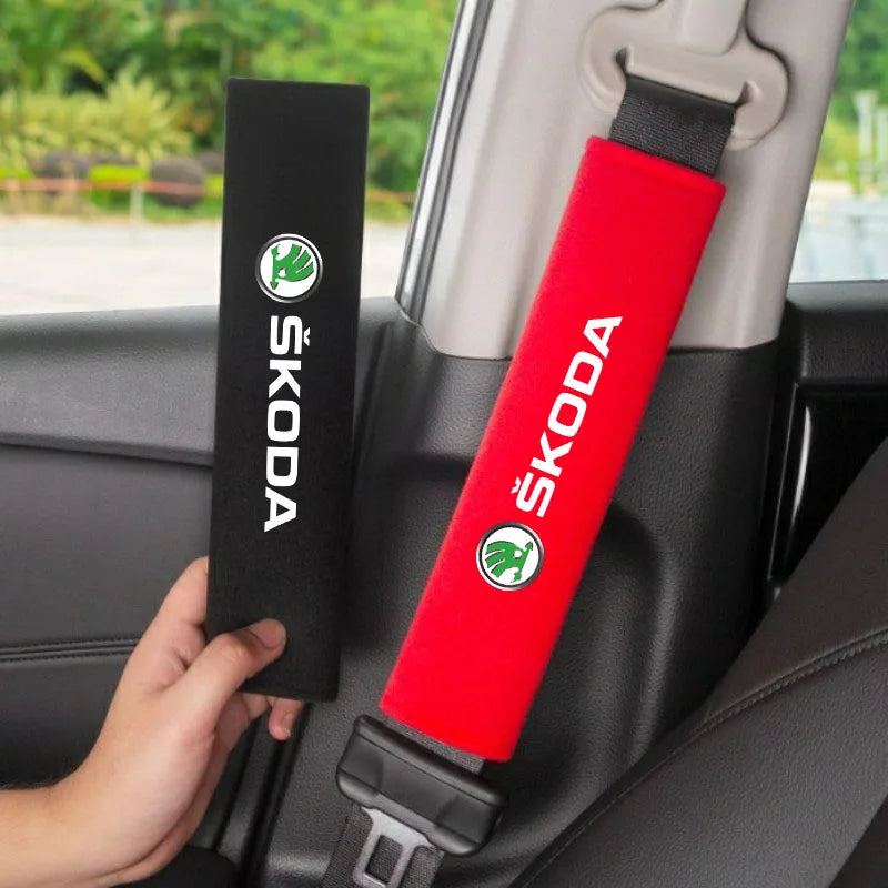 Car Styling Seat Belt Cover Seatbelt Shoulder Strap Protector Pads for Skoda Fabia Octavia Kamiq Karoq Kodiaq Rapid Scala Superb