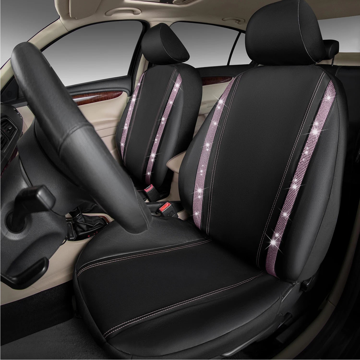 Pink Rhinestone Bling Car Seat Covers Universal Car Seat Protector Covers Auto Seat Cover Car Interior Accessories