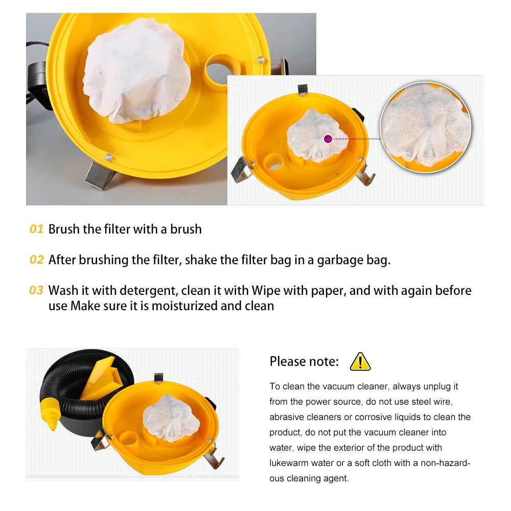 Portable 12V Car Vacuum Cleaner Wet & Dry Canister Vacuum High Power Motor Cleaning Machine for Car Interior Dirt & Liquid