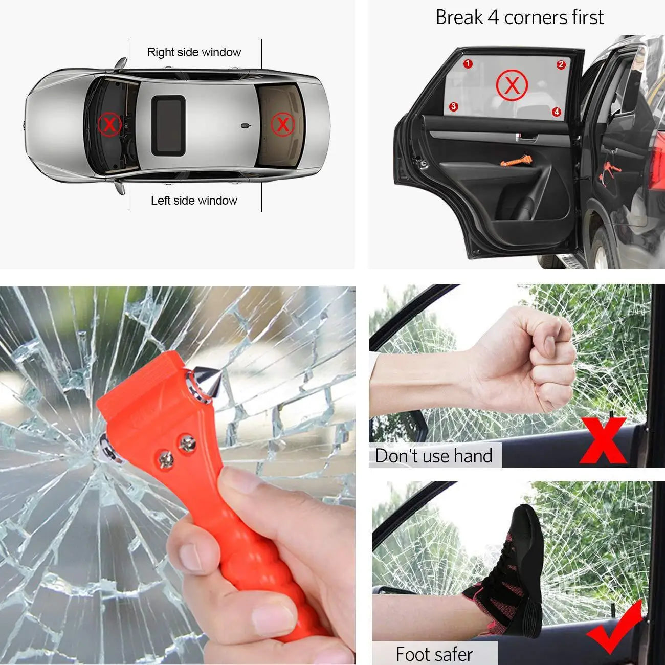Car Safety Hammer Car Two-in-one Rescue Emergency Hammer Fire Escape Hammer Car Window Breaker