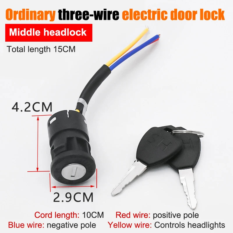Llave de encendido para bicicleta eléctrica, cerradura de encendido portátil para scooter eléctrico, componentes de bicicleta eléctrica