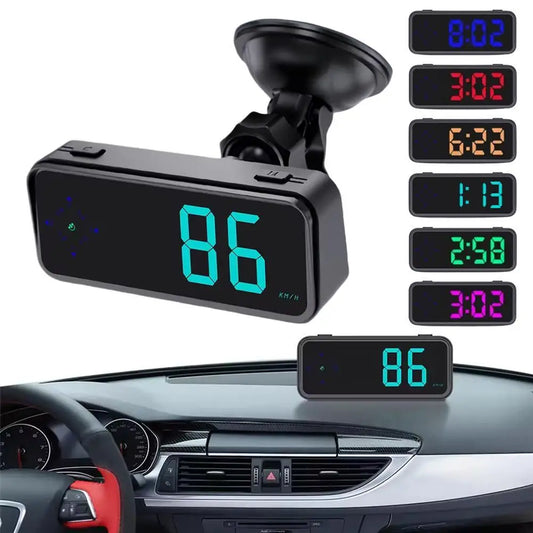 Digital Car HUD GPS Digital Speedometer With Compass Colorful LED Display Windshield Speed Projector Car Electronics Accessories