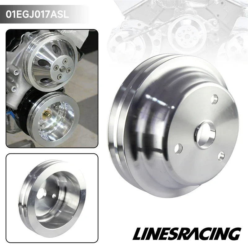 Crankshaft Pulley Aluminum Fit for Small Block Chevy 2 Groove LWP Long Water Pump for  350 Crank