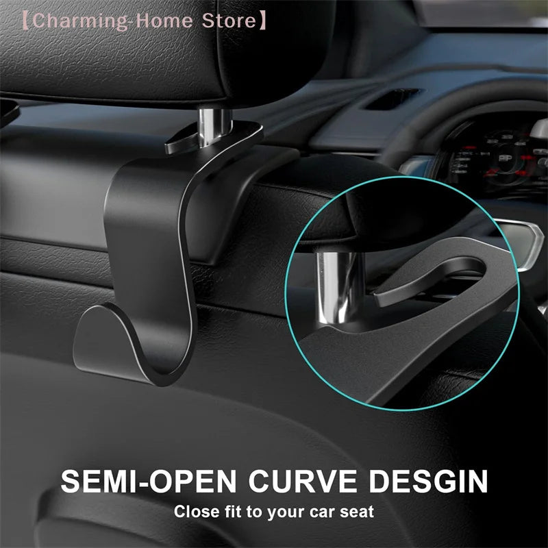 【M】Car Seat Back Hook, Car Headrest Hook, Car Accessories For Interior, Plastic Black Hook