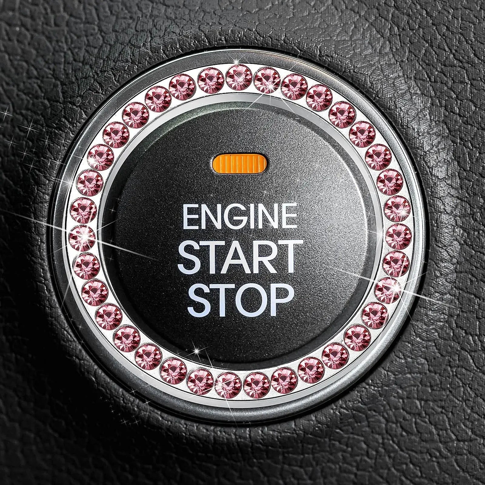 Car Start Switch Button Auto Decorative Diamond Stickers Rhinestone Ring Circle Trims Protective Cover Car Accessories Interior