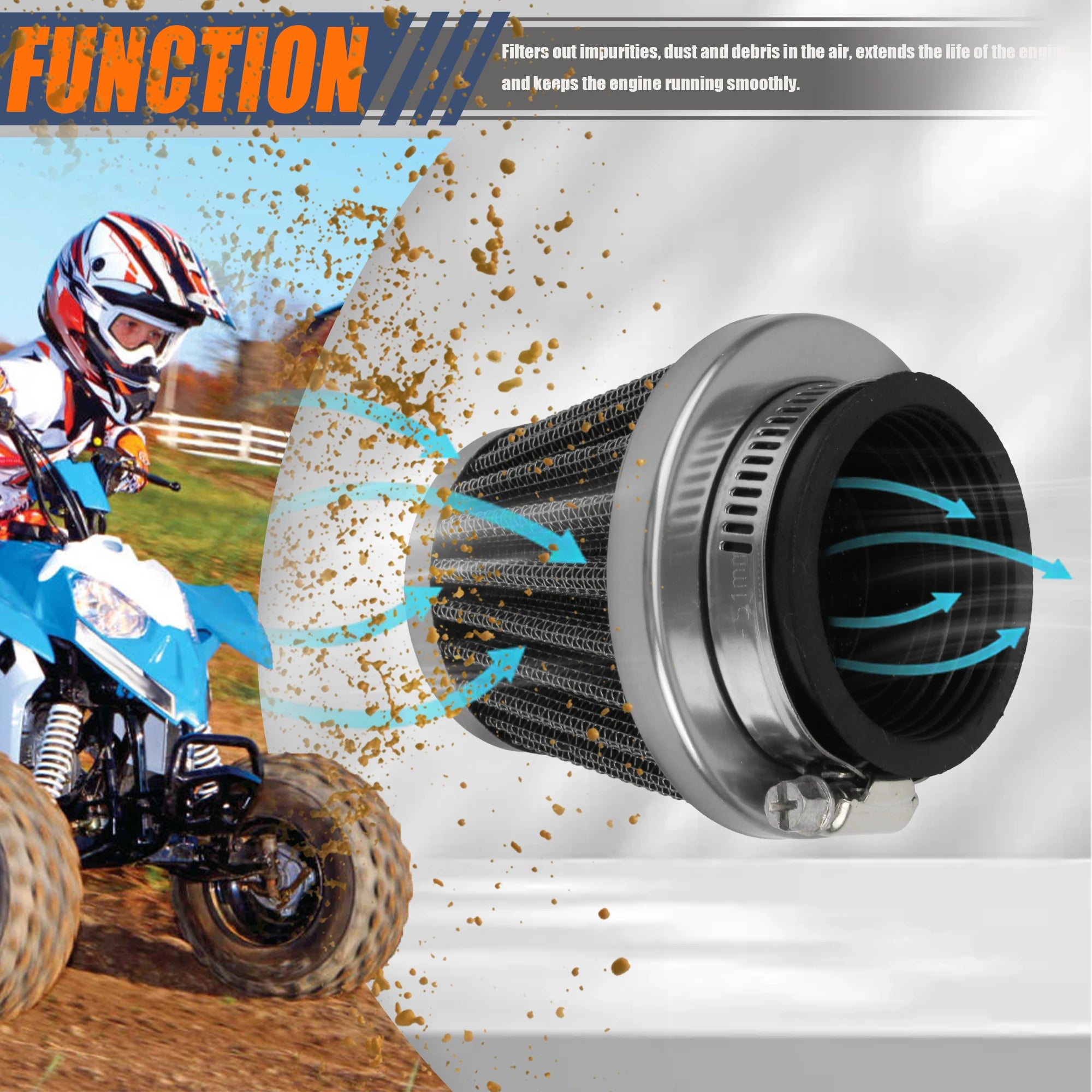 44mm Motorcycle Air Filters Systems For 50 70CC 90CC 110CC 125CC Universal ATV Pit Dirt Bike Go Kart Quad Motocross Accessories