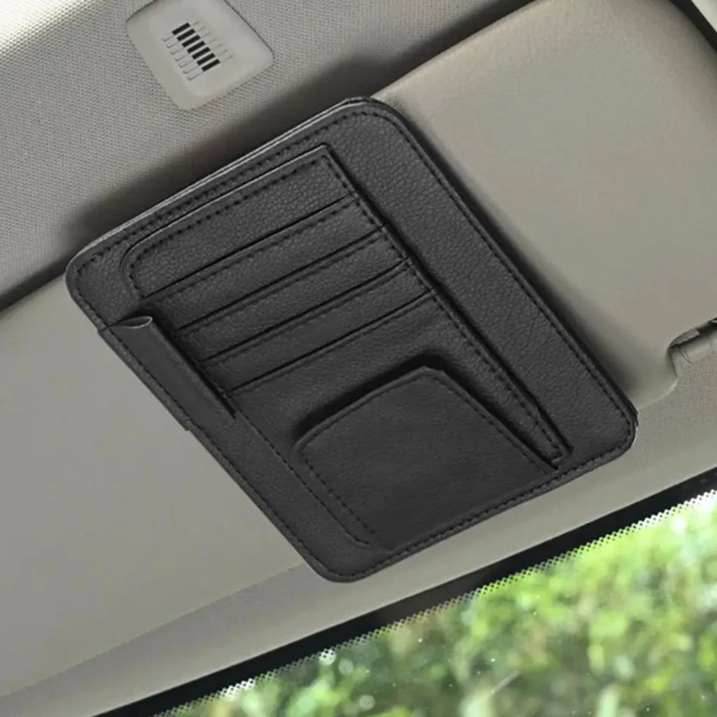 Car Sun Visor Organizer Multi-Pocket Business Card Storage Management Sunglasses Holder Visor Accessories Auto Interior