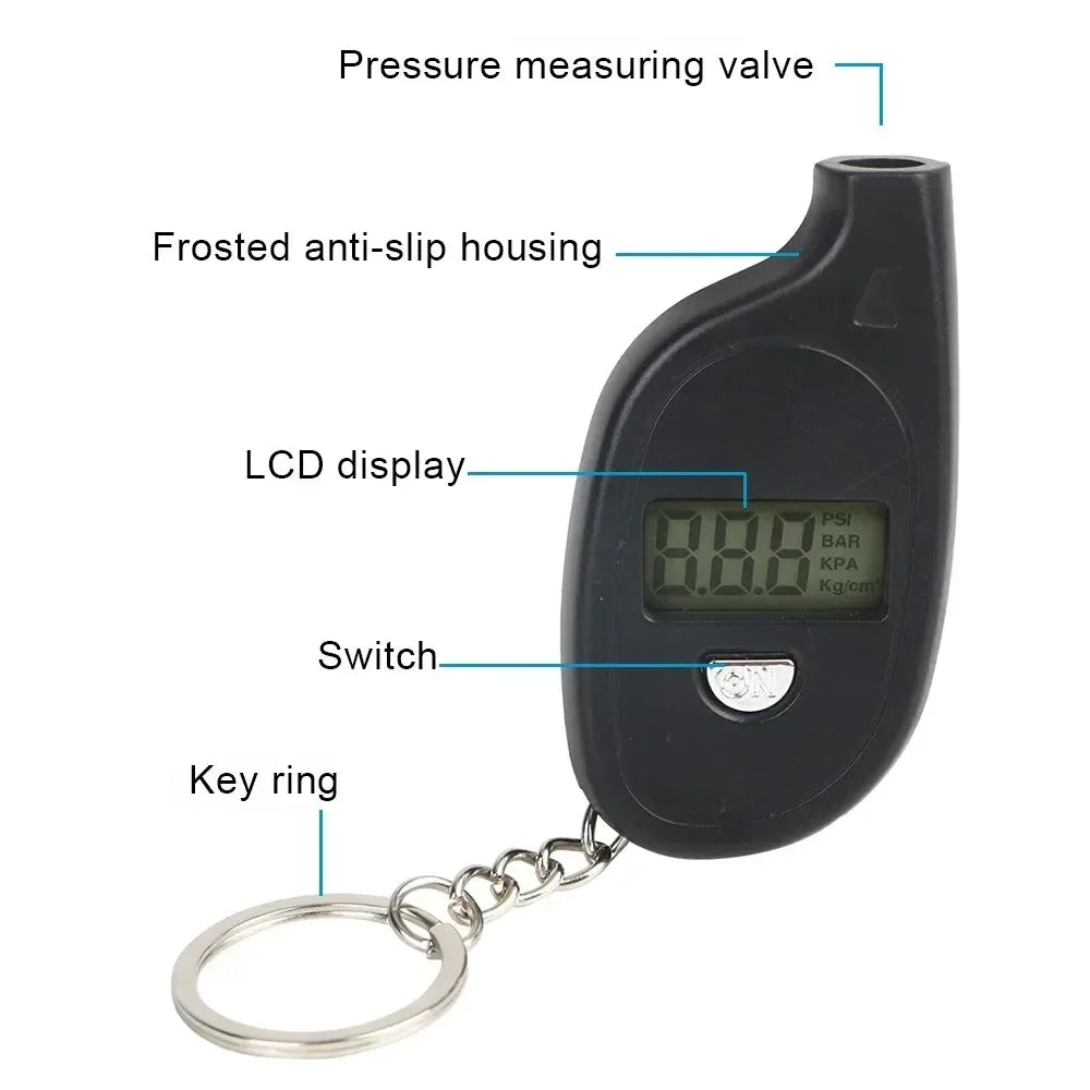 Digital Car Tire Pressure Gauge with LCD Display - Suitable for Cars, Motorcycles - Safety Alarm Feature