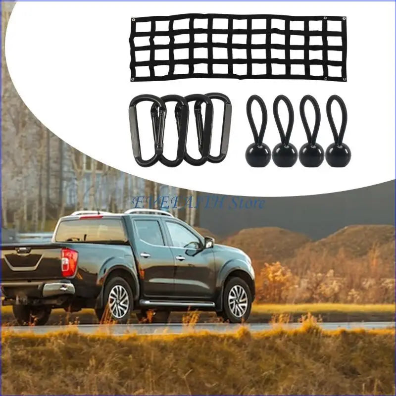 124B Tailgate Net for Pickup Truck Bed Universal All Weather Use Netting Black