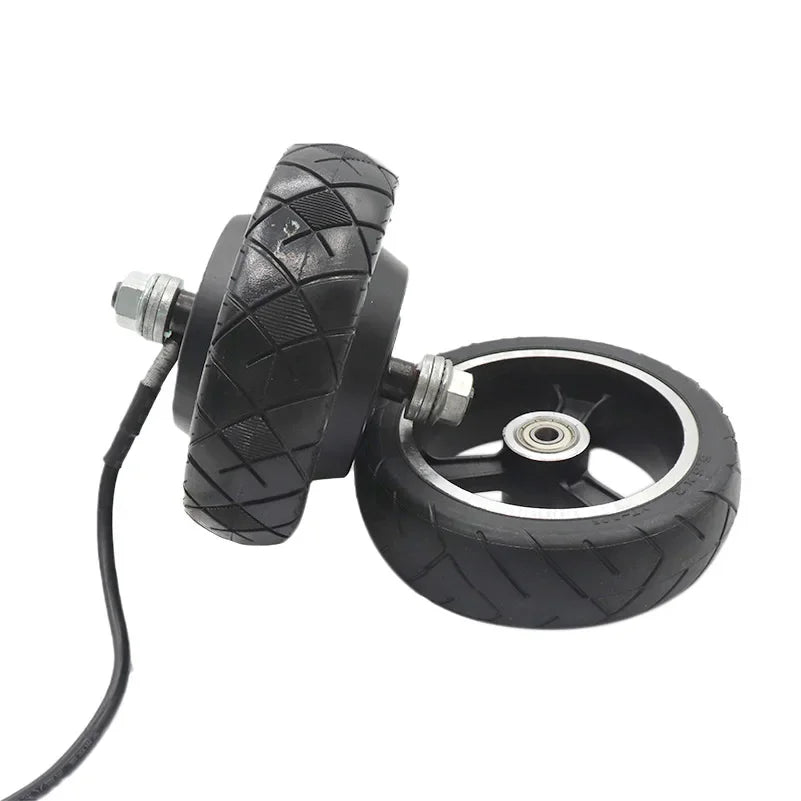 5.5 inch front rear motors+wheels brushless and toothless wheel hub motor, solid tire 24V electric scooter brushless motor