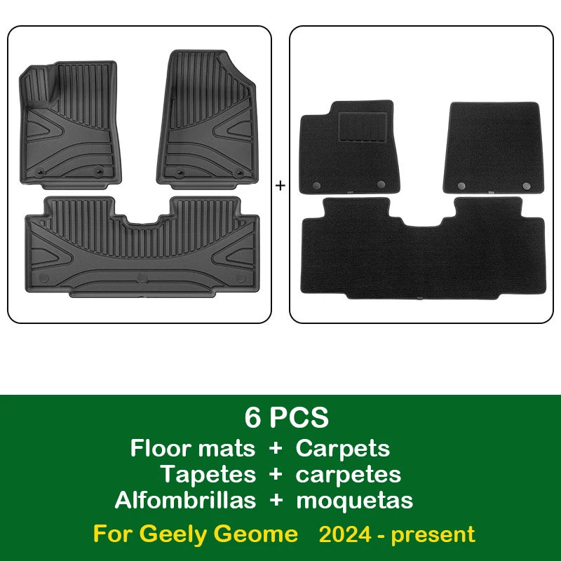 Car Floor Mats for Geely Geome 2024-present Cargo Liner Back Seat Covers Waterproof Non-slip Trunk Mat Customized Car Carpets
