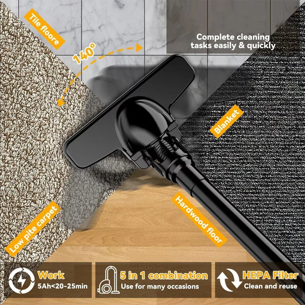 22000 Cordless Handheld Vacuum Cleaner Portable Vacuum with 4 different nozzles for Pet Hair Wood Floor Carpet Sofa Car Cleaning