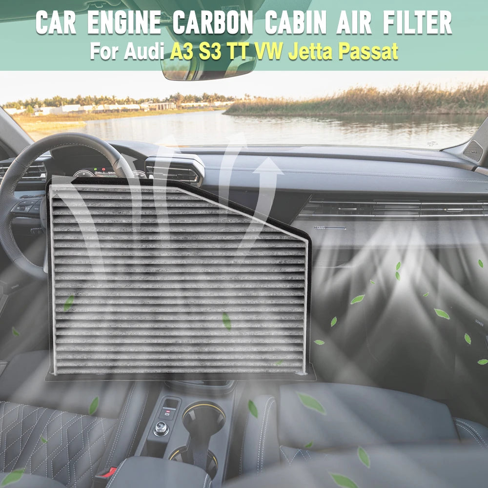Car Engine Carbon Cabin Air Filter For VW BEETLE CC EOS JETTA GTI PASSAT R32 RABBIT ROUTAN TIGUAN and AUDI A3 Q3 TT