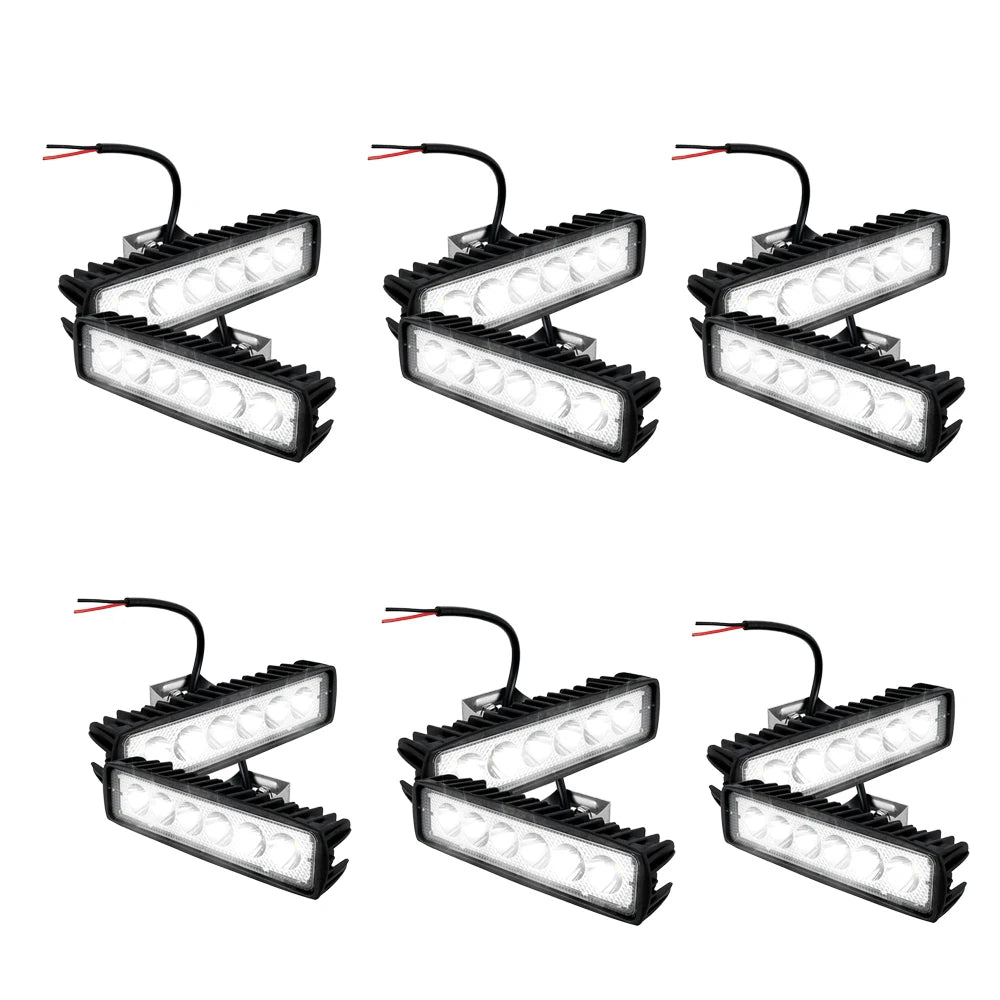12V Car LED Light Bar 18W 6000K IP67 Waterproof Super Bright Car LED Work Light  Headlights DRL Driving Aluminum Lamp