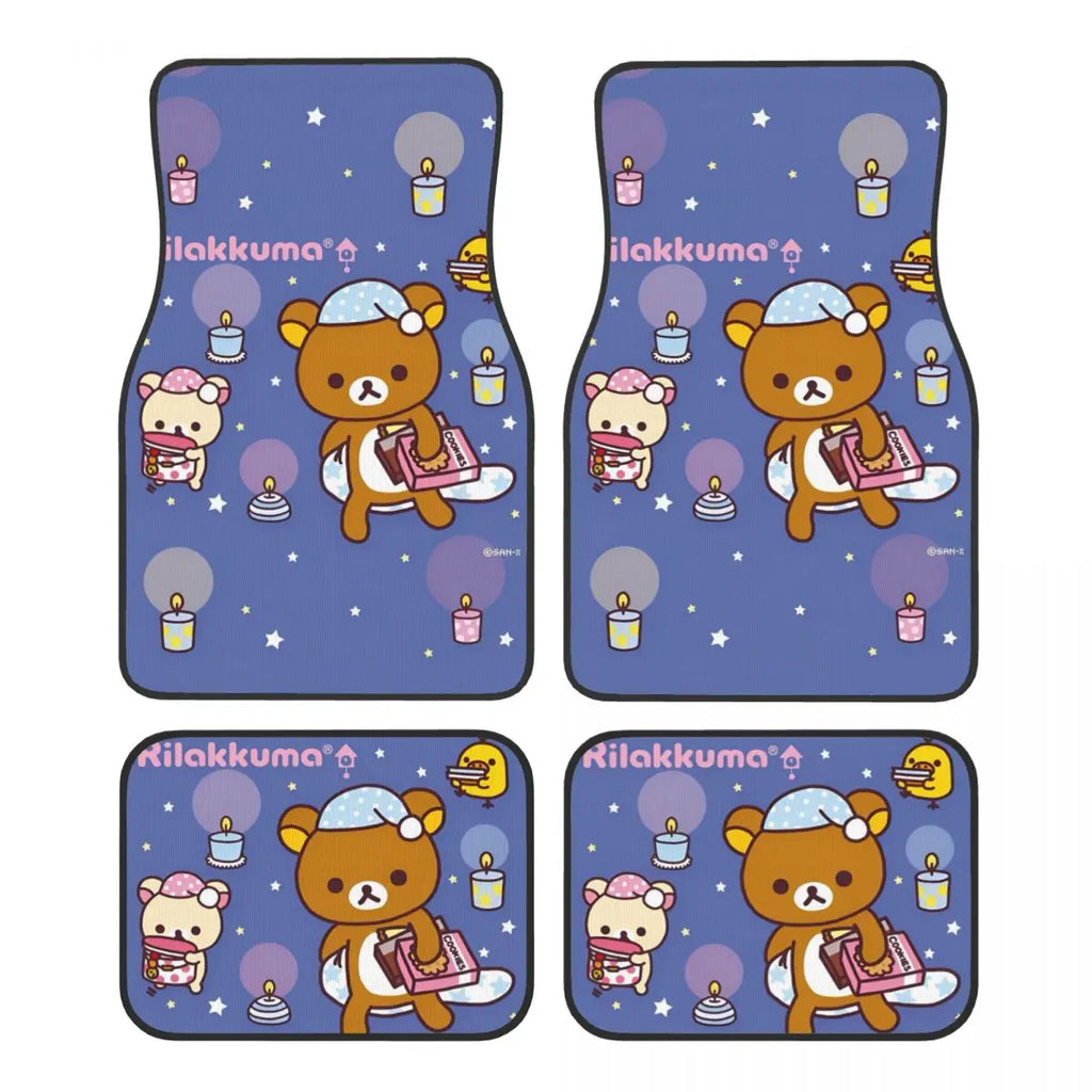 Rilakkuma Car Floor Mats Carpet Set of 4 Anti-Slip Universal Automotive Floor Mat Fit for Mid Trucks