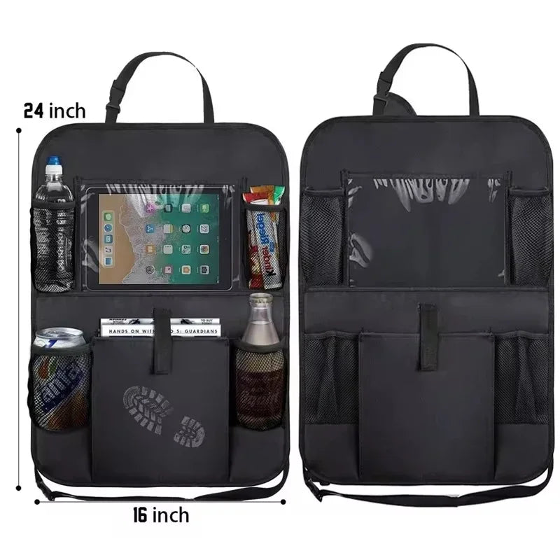 Car Seat Organizer Multi-functional Oxford Fabric Car Back Multi Pocket Storage Bag with Tablet Holder Car Interior Storage
