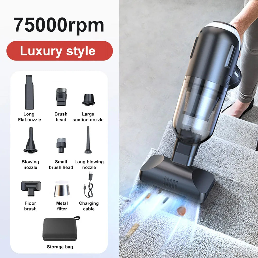 Mini Portable Vacuum Cleaner Rechargeable 12000PA High Power Cordless Handheld Vacuum Air Duster with HEPA Filter for Car Home