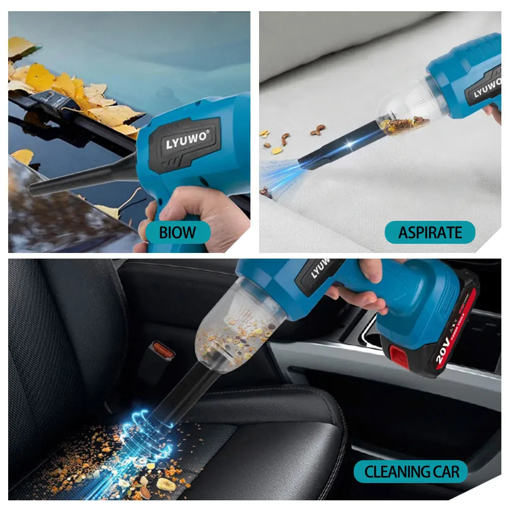 LYUWO Dual Head Car Vacuum Cleaner with Wireless Charging, High Suction Power For Home Use, Powerful Dust Removal, Handheld Tool
