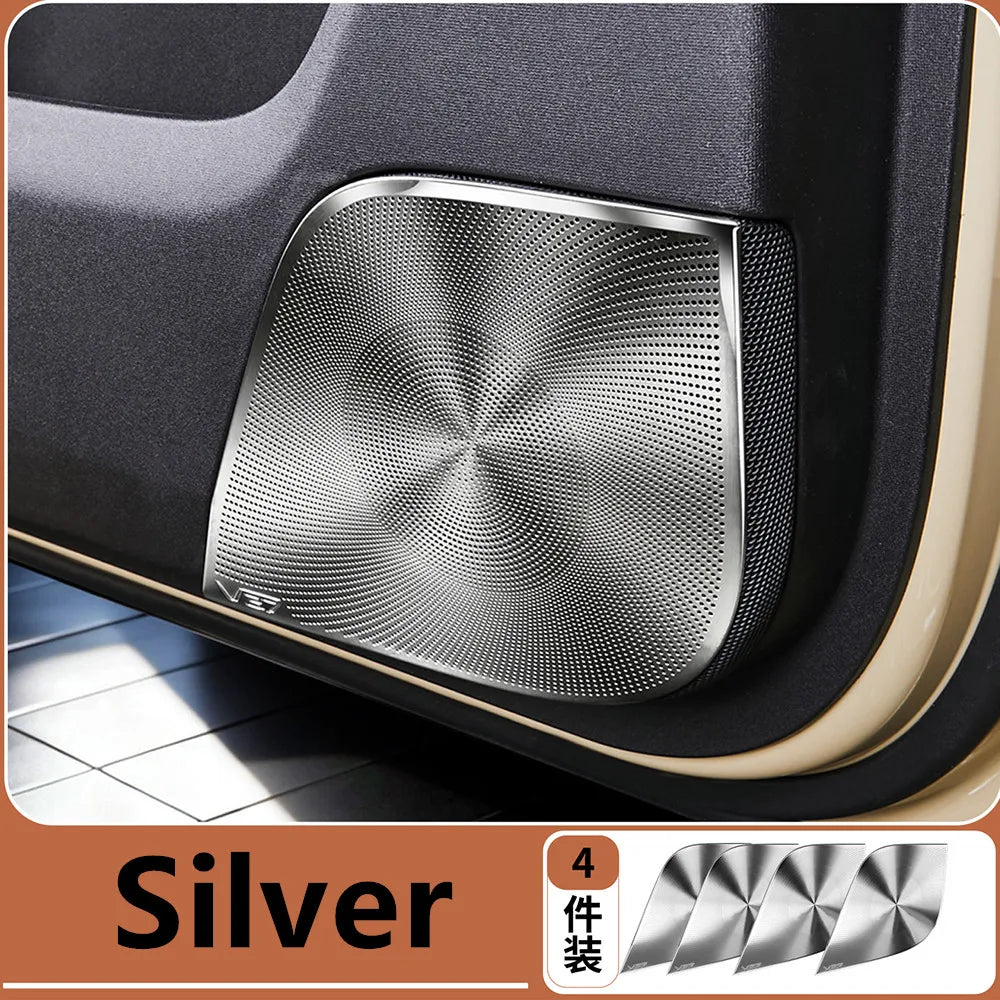 Car Door Horn Cover Audio Frame Fit For CHERY ICAR V27 2025 2026 Interior Stainless Steel Patch Modification Accessories