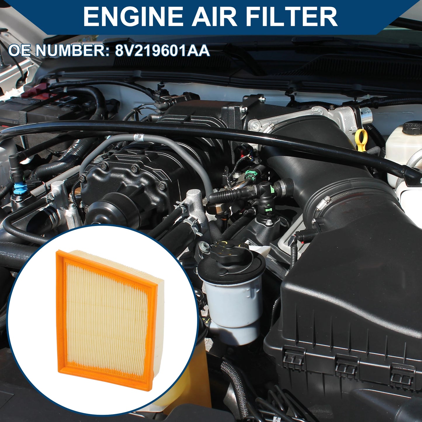X Autohaux Car Engine Air Filter No.8V219601AA for Ford Fiesta Mk7 1.25L 1.4L 1.6L Long Life Filter Element Air Cleaner 1 Pcs