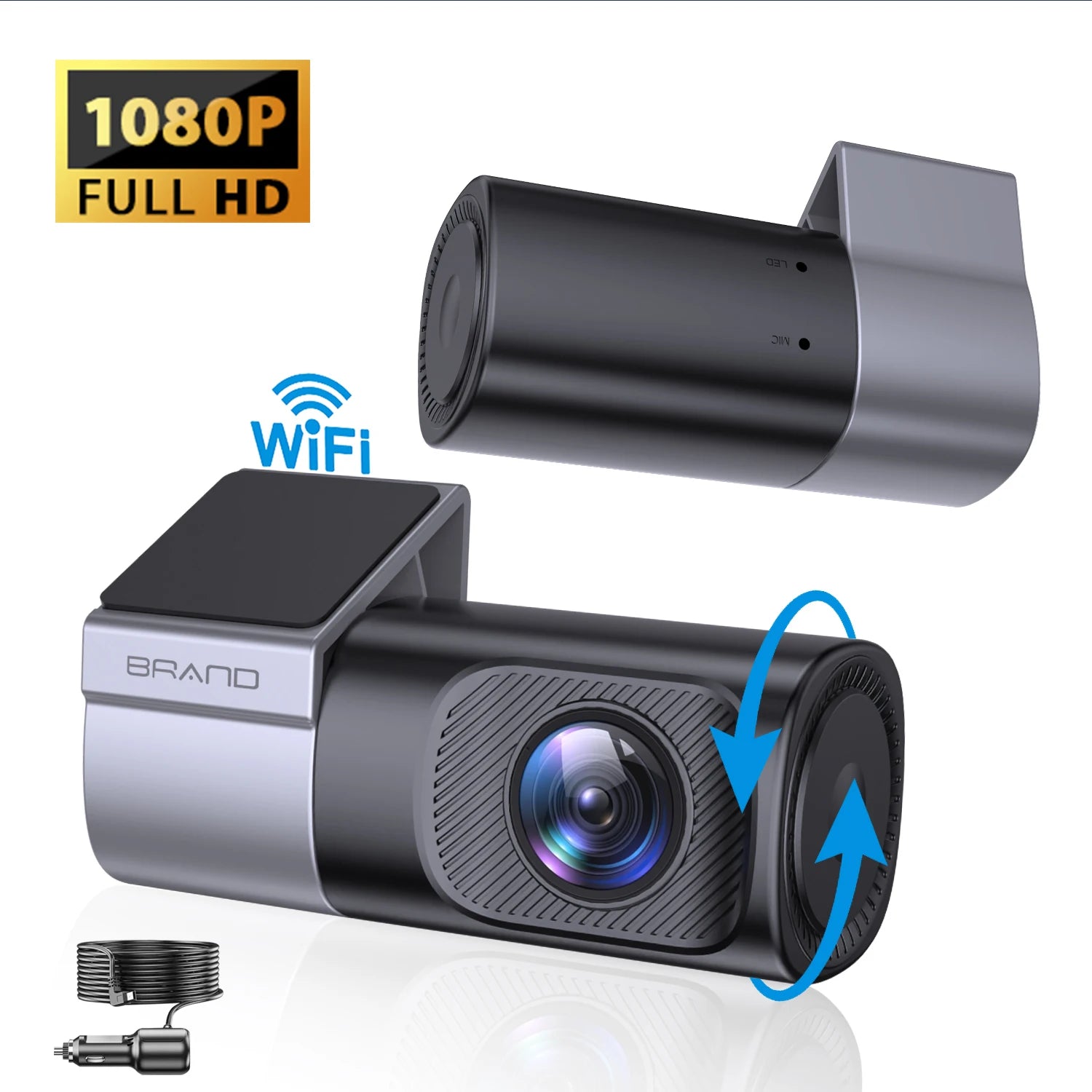 1080P HD Dash Camera NEW Vehicle Recorder WiFi DashCam Smart Car Video Recorder APP Control 360° Rotation Car DVR Front View Cam