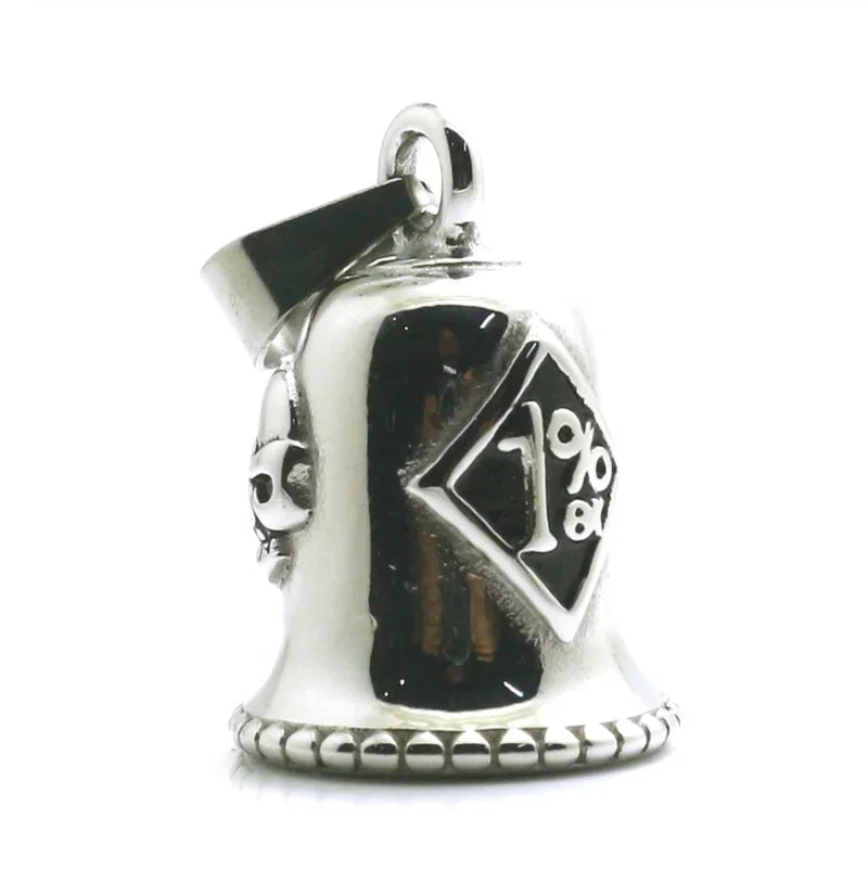 Retro Punk Domineering Skull Bell Pendant Necklace Suitable for Men Cycling Motorcycle Accessories Gift