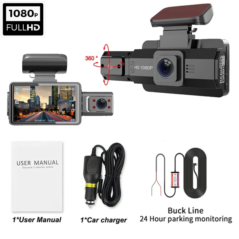 3 Inch Dash Cam For Cars 1080P Inside Video Recorder Car Camera for Vehicle Night Vision Car DVR Black Box car assecories