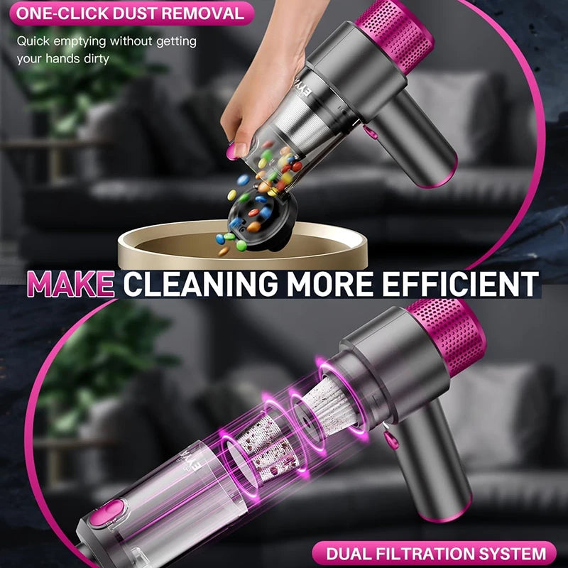 VYVYLABS 15000Pa Wireless Car Vacuum Cleaner 3600mAh Portable Cleaning Appliance Mini Wet and Dry Vacuum Cleaner For Household