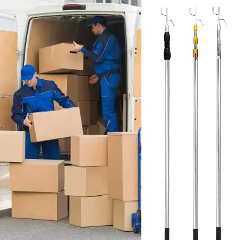 Cargo Retriever Hook 4.92Ft Pickup Truck Bed Heavy Duty Truck Accessories Telescoping Pole Stainless Steel Grabber Reacher Tool