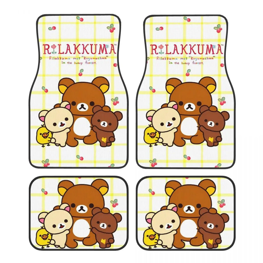 Rilakkuma Car Floor Mats Carpet Set of 4 Anti-Slip Universal Automotive Floor Mat Fit for Mid Trucks