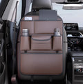 Backseat Car Organizer Leather Back of Seat Car Organizers for Drivers with Large Capacity 6 Storage Pockets Waterproof Kick Mat