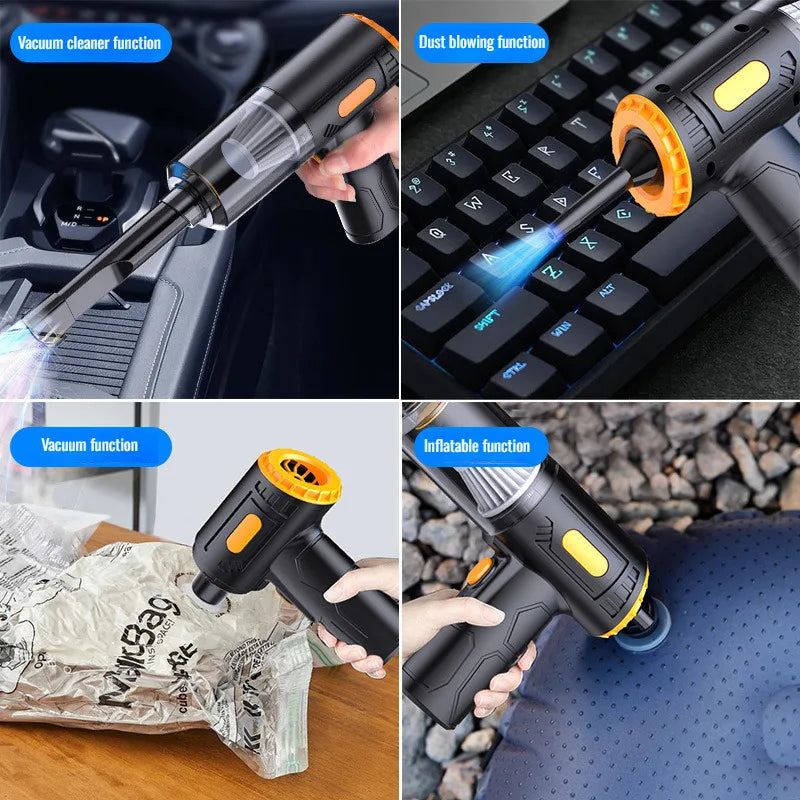 Powerful Suction Wireless Vacuum Cleaner, Car Portable TYPE-C Fast Charge Wet & Dry Mini Cleaner, Compact Durable Practical